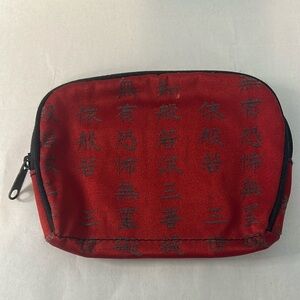 Red With Black Oriental Writing Cosmetic Makeup Bag